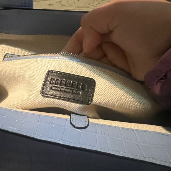 SALE🌻HAYWARD made in New York pyramid tote in blue embossed crocco ✨ - Picture 13 of 16